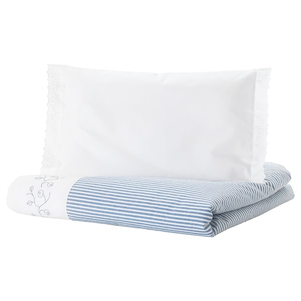 IKEA GULSPARV duvet cover 1 pillowcase f crib, 43x49/14x22 in Stripe / Blue, Ikea Ireland | 6973NVXOB