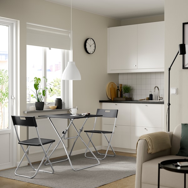 IKEA GUNDE / GUNDE table and 2 folding chairs, folding black/black, 26 3/8x26 3/8 in, Ikea Ireland | 2697RPJBN