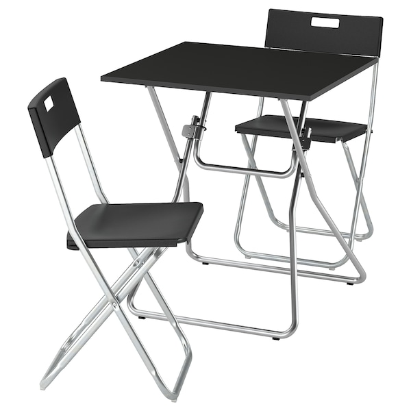 IKEA GUNDE / GUNDE table and 2 folding chairs, folding black/black, 26 3/8x26 3/8 in, Ikea Ireland | 2697RPJBN