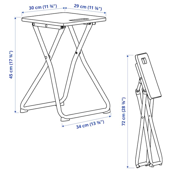 IKEA GUNDE / GUNDE table and 2 stools, folding black/folding black, 26 3/8x26 3/8 in, Ikea Ireland | 4092RHISL