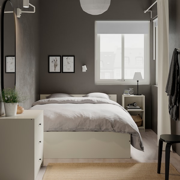 IKEA GURSKEN bed frame with headboard, Full/Double Light Beige / Luröy, Ikea Ireland | 4965CSFIZ