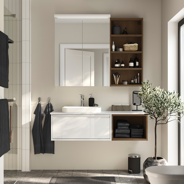 IKEA HAGAÅN wall open cabinet, 18x6x37 in Brown Oak Effect, Ikea Ireland | 4087OBSVU