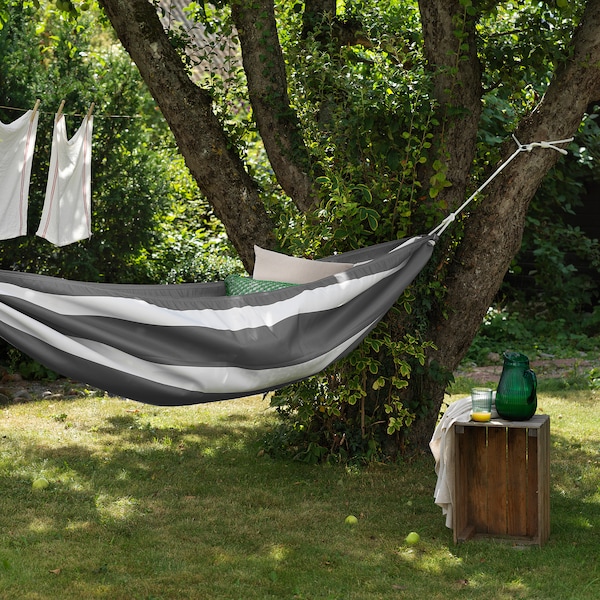 IKEA HAMNÖN hammock, anthracite/white, 59x104 3/8 in, Ikea Ireland | 6208WMAOJ