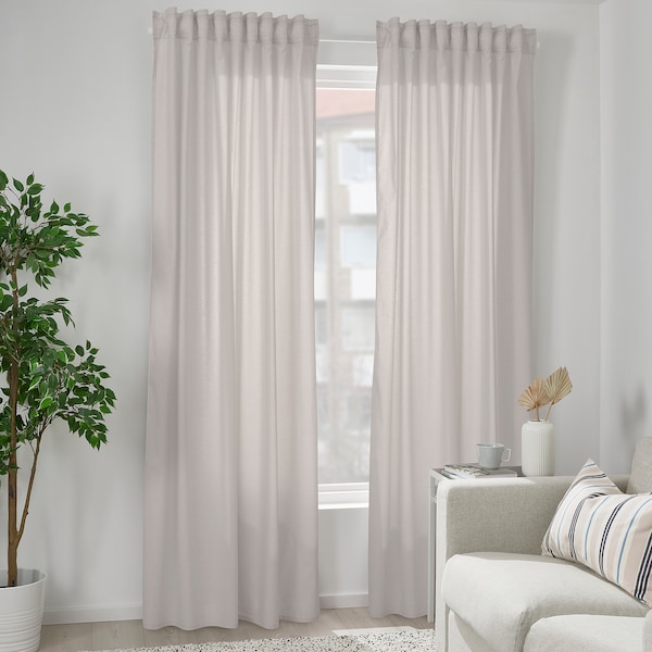 IKEA HANNALILL curtains, 1 pair, 57x84 in Beige, Ikea Ireland | 8974EYUXG