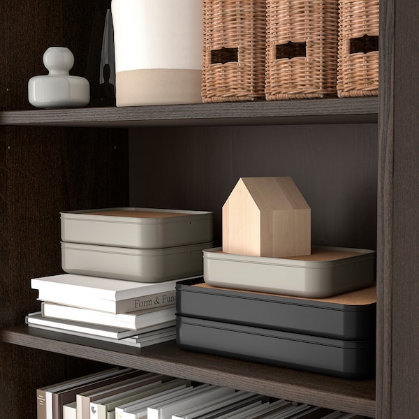 IKEA HARVMATTA box with compartments, dark gray-beige, 9 ½x7x2 ¼ in, Ikea Ireland | 8021JEIUN