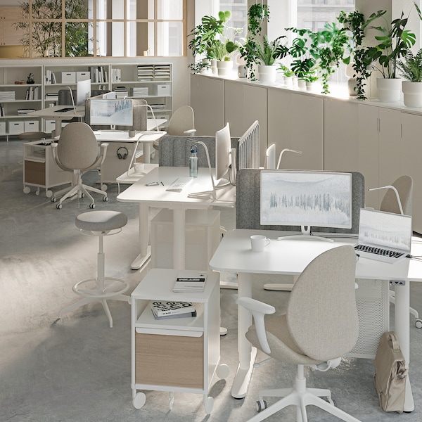 IKEA HATTEFJÄLL office chair with armrests Gunnared Beige / White, Ikea Ireland | 6170XUEGH