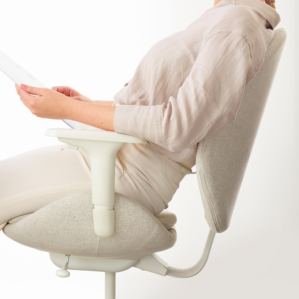 IKEA HATTEFJÄLL office chair with armrests Gunnared Beige / White, Ikea Ireland | 6170XUEGH