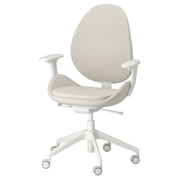 IKEA HATTEFJÄLL office chair with armrests Gunnared Beige / White, Ikea Ireland | 6170XUEGH