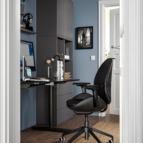 IKEA HATTEFJÄLL office chair with armrests Smidig Black / Black, Ikea Ireland | 6280WORPZ