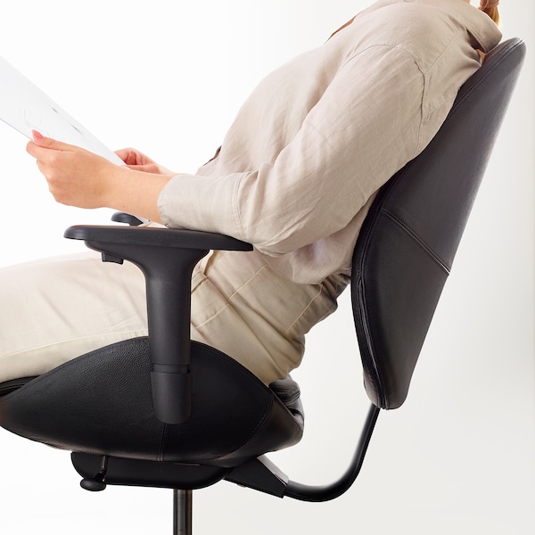 IKEA HATTEFJÄLL office chair with armrests Smidig Black / Black, Ikea Ireland | 6280WORPZ