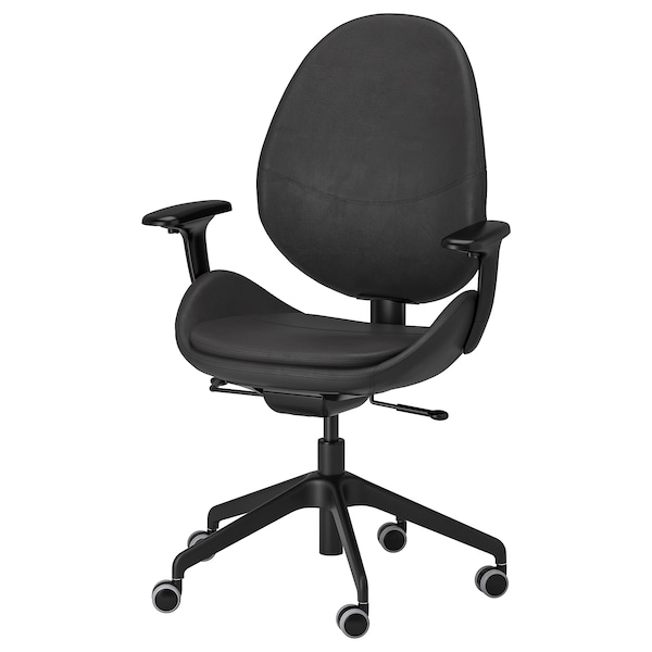 IKEA HATTEFJÄLL office chair with armrests Smidig Black / Black, Ikea Ireland | 6280WORPZ