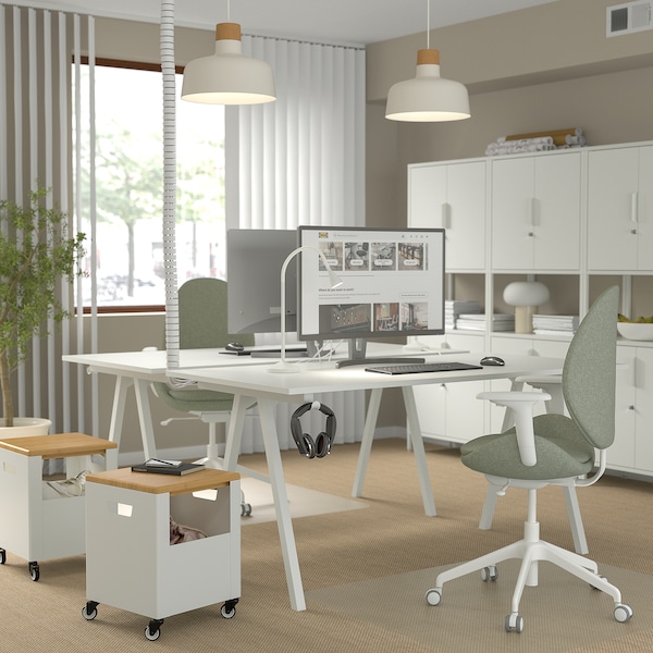 IKEA HATTEFJÄLL office chair with armrests Gunnared Light Green / White, Ikea Ireland | 7864LZSPJ