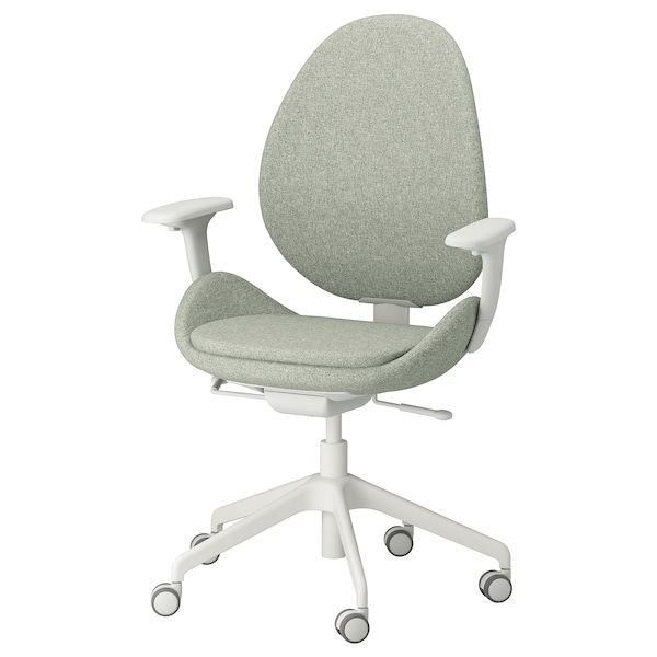 IKEA HATTEFJÄLL office chair with armrests Gunnared Light Green / White, Ikea Ireland | 7864LZSPJ