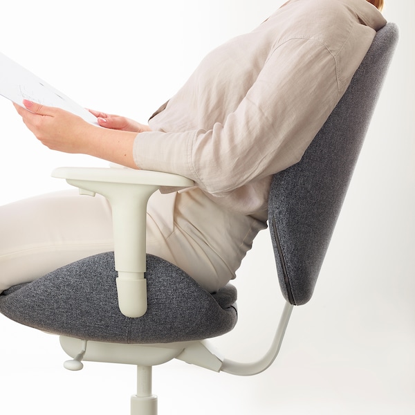 IKEA HATTEFJÄLL office chair with armrests Gunnared Medium Gray / White, Ikea Ireland | 1289ANOHW