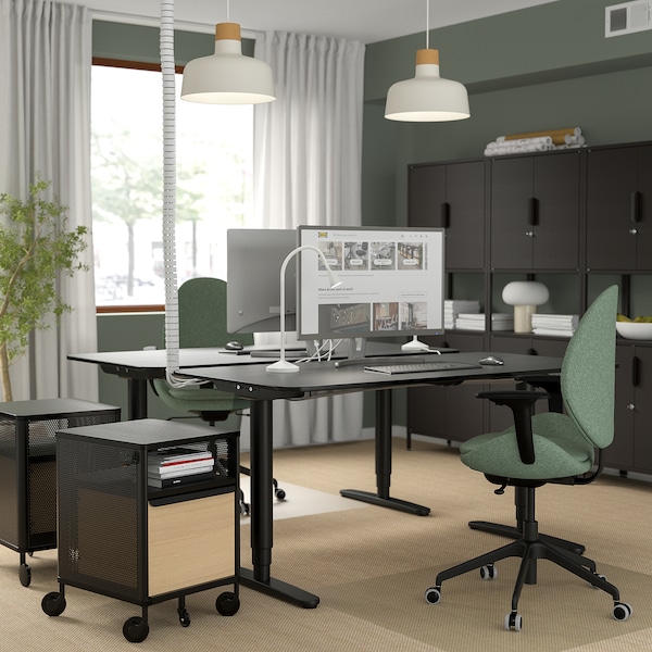 IKEA HATTEFJÄLL office chair with armrests Gunnared Green / Black, Ikea Ireland | 3812ECQMU