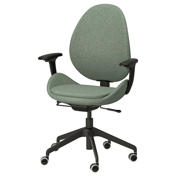 IKEA HATTEFJÄLL office chair with armrests Gunnared Green / Black, Ikea Ireland | 3812ECQMU