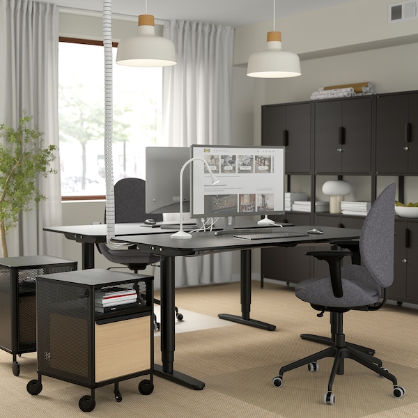IKEA HATTEFJÄLL office chair with armrests Gunnared Dark Gray / Black, Ikea Ireland | 6418RWXYL