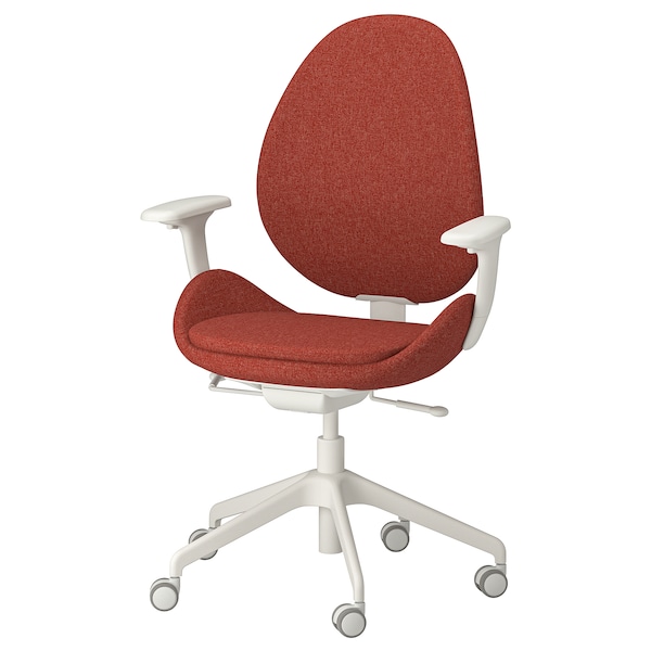 IKEA HATTEFJÄLL office chair with armrests Gunnared Red / White, Ikea Ireland | 1270XYMEB