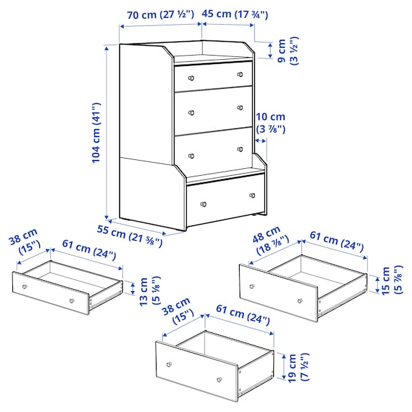 IKEA HAUGA 4-drawer chest, 27 1/2x41 in White, Ikea Ireland | 6573DFQJO