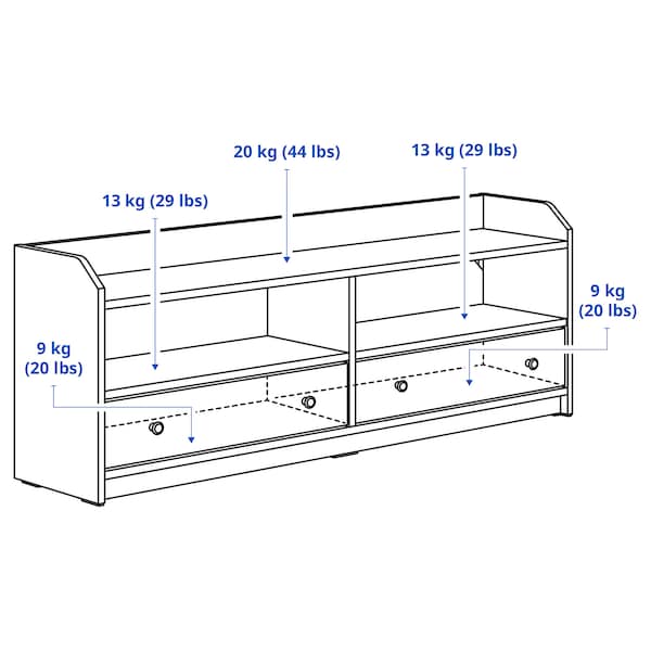 IKEA HAUGA TV unit, 54 3/8x14 1/8x21 1/4 in White, Ikea Ireland | 4503WYFAK