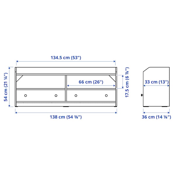 IKEA HAUGA TV unit, 54 3/8x14 1/8x21 1/4 in Gray, Ikea Ireland | 5426ZWXHI