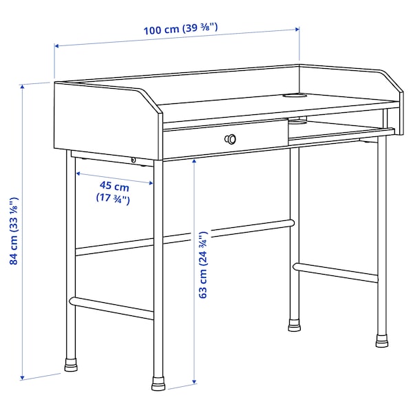 IKEA HAUGA desk, 39 3/8x17 7/8 in Gray, Ikea Ireland | 1830FYRTQ