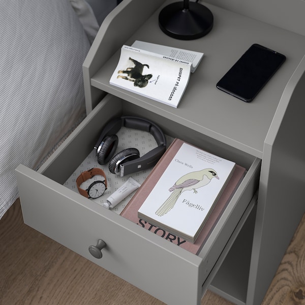 IKEA HAUGA nightstand, 15 5/8x14 in Gray, Ikea Ireland | 9874MJEDL
