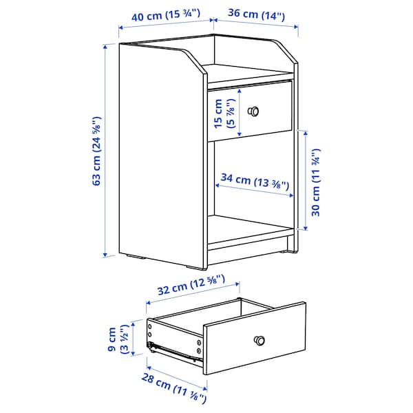IKEA HAUGA nightstand, 15 5/8x14 in Gray, Ikea Ireland | 9874MJEDL