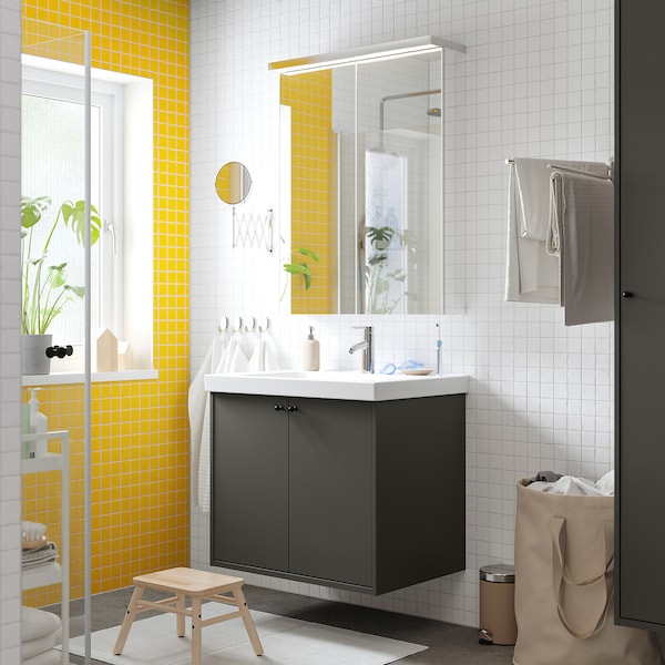 IKEA HAVBÄCK Bathroom vanity with doors, 30x21x25 1/8 in Dark Gray, Ikea Ireland | 3014PWQKE