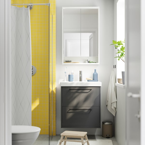 IKEA HAVBÄCK Bathroom vanity with drawers, 24x21x25 1/8 in Dark Gray, Ikea Ireland | 7539JYGRQ
