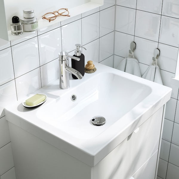 IKEA HAVBÄCK / ORRSJÖN Bathroom vanity w doors/sink/faucet, 25x21 3/4x27 5/8 in White, Ikea Ireland | 9402OSRYB