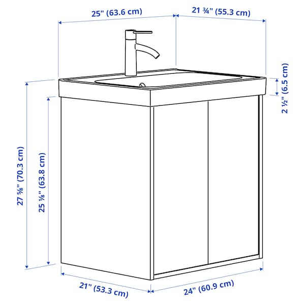 IKEA HAVBÄCK / ORRSJÖN Bathroom vanity w doors/sink/faucet, 25x21 3/4x27 5/8 in White, Ikea Ireland | 9402OSRYB