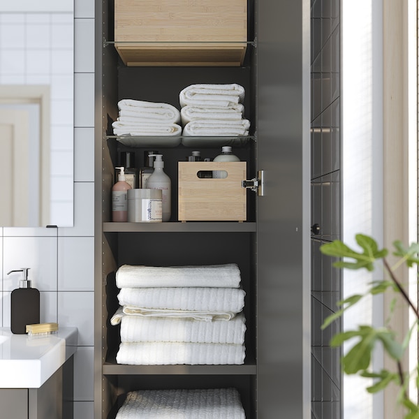 IKEA HAVBÄCK high cabinet with doors, 18x15x77 in Dark Gray, Ikea Ireland | 0814MKICA