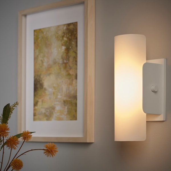 IKEA HAVSDUN LED wall lamp, dimmable white/frosted glass white, Ikea Ireland | 4896DBFMK