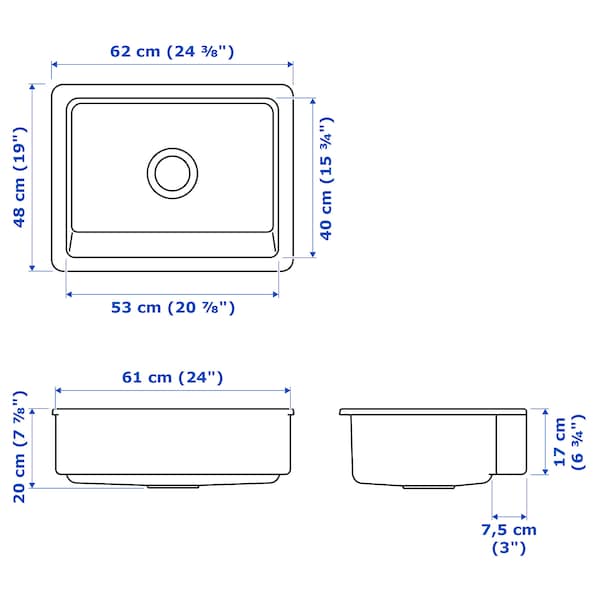 IKEA HAVSEN apron front sink, white, 25x19 in, Ikea Ireland | 7428DCZRT