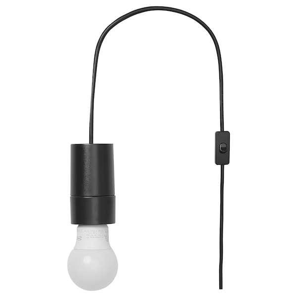 IKEA HAVSRIS cord set with switch and LED bulb, 15\'5 in Black, Ikea Ireland | 8264YOHXV