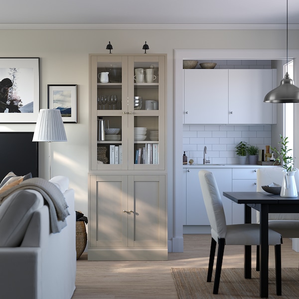 IKEA HAVSTA glass-door cabinet, 31 7/8x13 3/4x48 3/8 in Gray / Beige, Ikea Ireland | 4016KGTLU