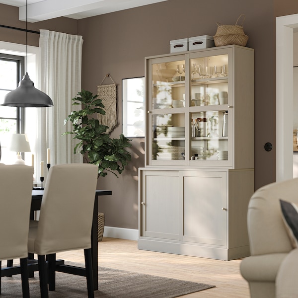 IKEA HAVSTA glass-door cabinet, 47 5/8x13 3/4x48 3/8 in Gray / Beige, Ikea Ireland | 5103VDYSH