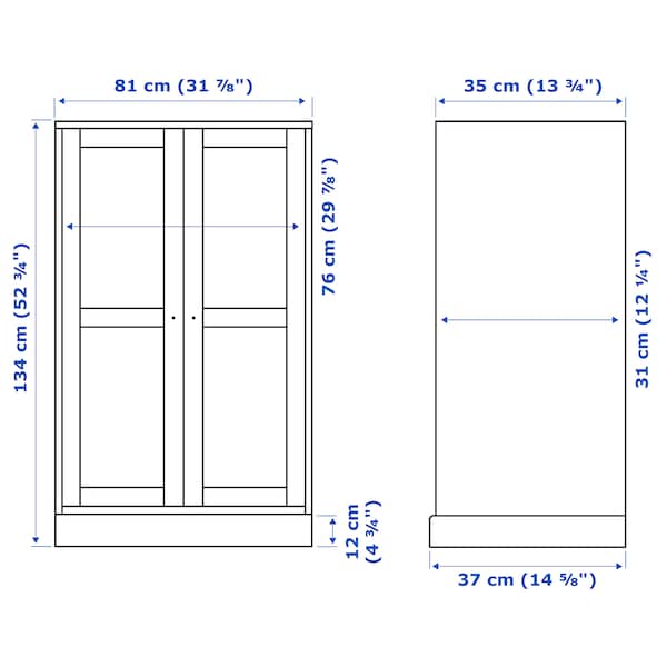 IKEA HAVSTA glass-door cabinet with base, 31 7/8x14 5/8x52 3/4 in Dark Brown Clear Glass, Ikea Ireland | 7435ONQBU