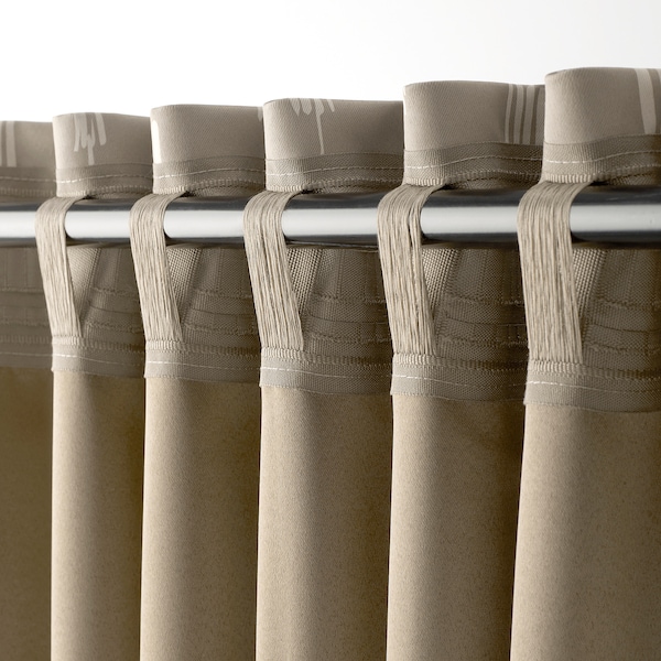 IKEA HÄCKBERBERIS room darkening curtains, 1 pair, beige, 50x98 in, Ikea Ireland | 6351HZDYI