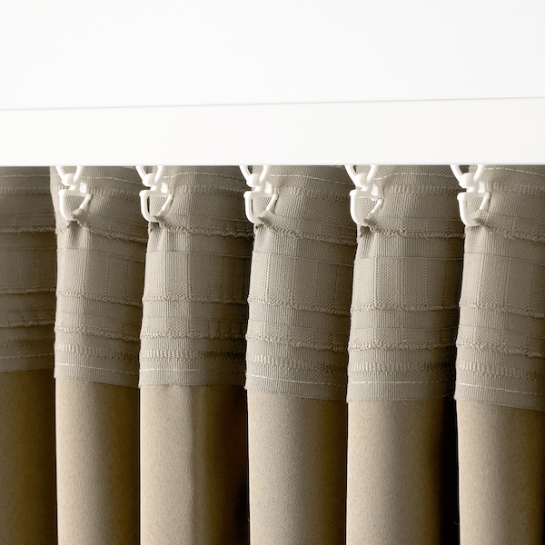 IKEA HÄCKBERBERIS room darkening curtains, 1 pair, beige, 50x98 in, Ikea Ireland | 6351HZDYI