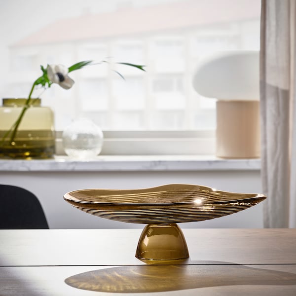 IKEA HÄCKPOPPEL decorative bowl with base, brown, 9 ½ in, Ikea Ireland | 0731WATPI