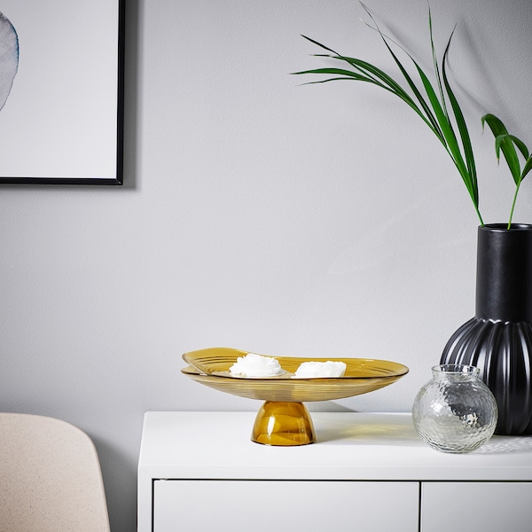 IKEA HÄCKPOPPEL decorative bowl with base, brown, 9 ½ in, Ikea Ireland | 0731WATPI