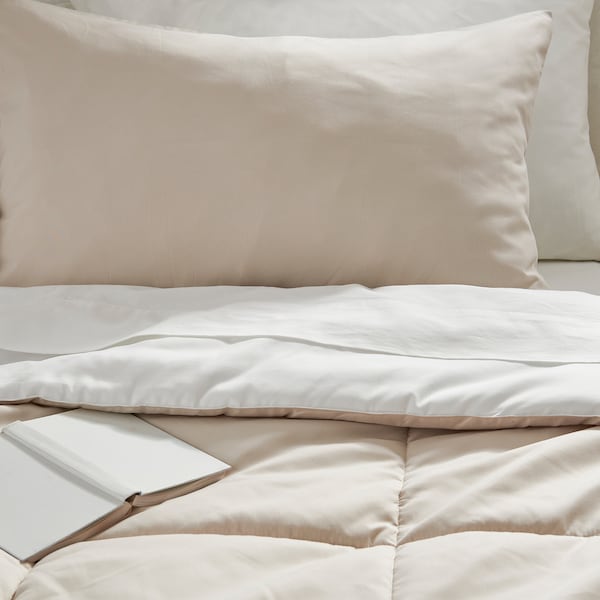 IKEA HEDFRYLE comforter set, Full/Queen White / Beige, Ikea Ireland | 5342DROWJ