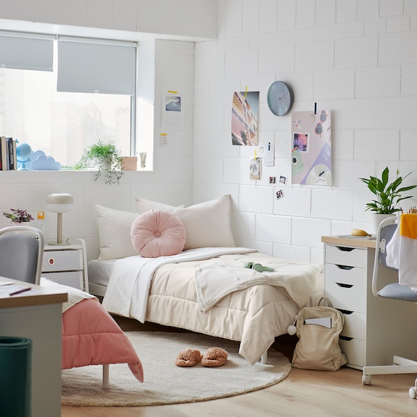 IKEA HEDFRYLE comforter set, Twin/Twin X-long White / Beige, Ikea Ireland | 9304BZKQO
