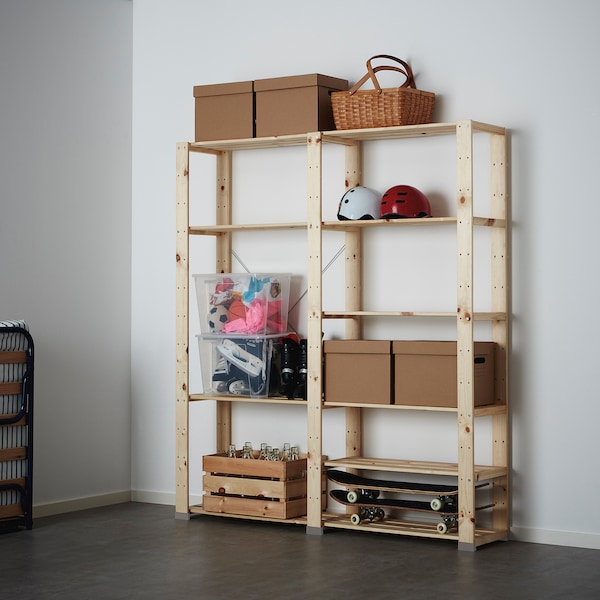IKEA HEJNE 2 section shelving unit, softwood, 60 5/8x12 1/4x67 3/8 in, Ikea Ireland | 6047UIXAE