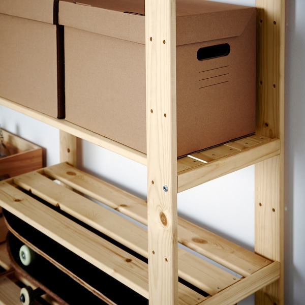 IKEA HEJNE 2 section shelving unit, softwood, 60 5/8x12 1/4x67 3/8 in, Ikea Ireland | 6047UIXAE
