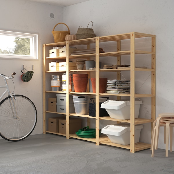 IKEA HEJNE 3 section shelving unit, softwood, 90 1/2x19 5/8x67 3/8 in, Ikea Ireland | 2673EFAON