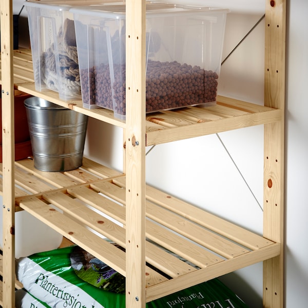 IKEA HEJNE 4 section shelving unit, softwood, 120 7/8x19 5/8x67 3/8 in, Ikea Ireland | 9628CPKYX