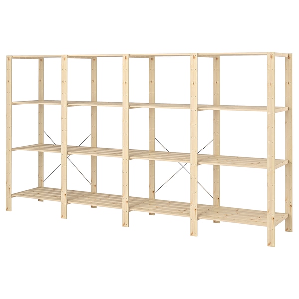 IKEA HEJNE 4 section shelving unit, softwood, 120 7/8x19 5/8x67 3/8 in, Ikea Ireland | 9628CPKYX